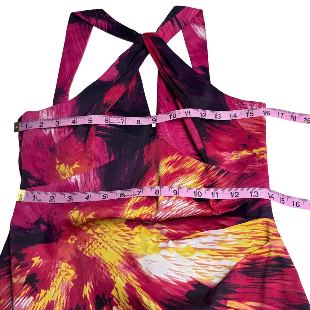 Karen Millen Women's Abstract Print Crisscross‎ Halter Neck Sheath Dress Size 10